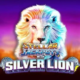 Stellar Jackpots with Silver Lion by Lightning Box Game, showcased at spinorhino.eu – game logo
